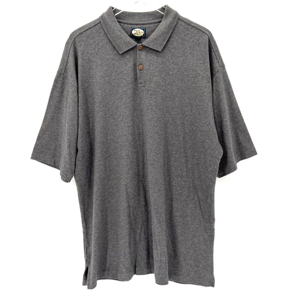 Tommy Bahama Polo Shirt Short Sleeve Casual Knit 100% Cotton‎ Gray Mens Size XL